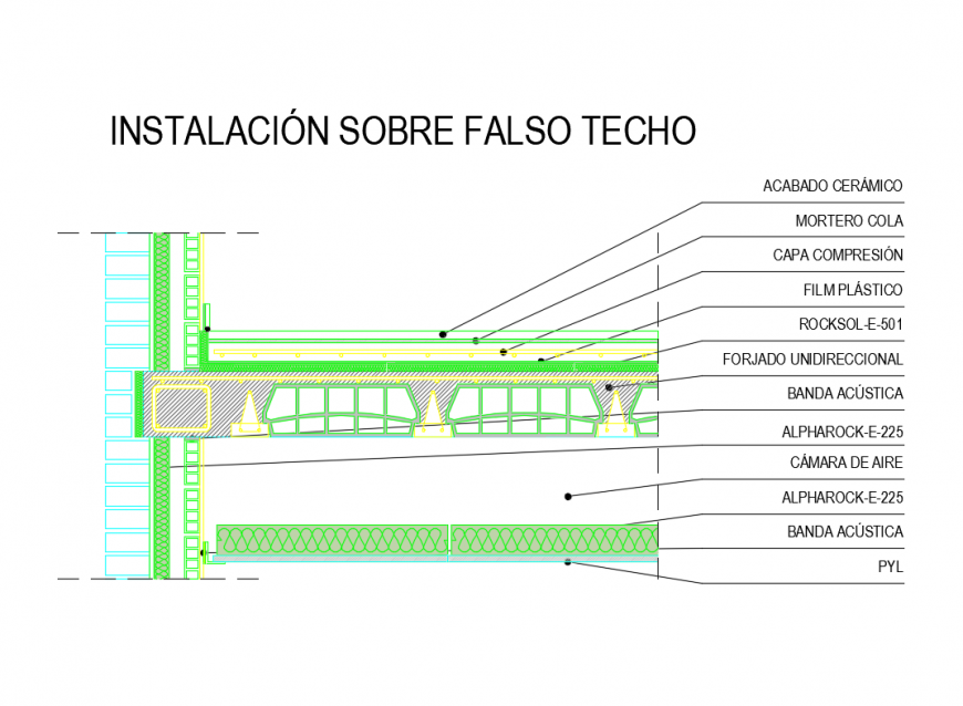False ceiling technical cad constructive details dwg file