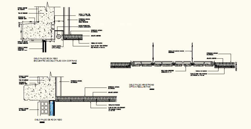 False Ceiling with Curtain Valance Plan and Elevation DWG file