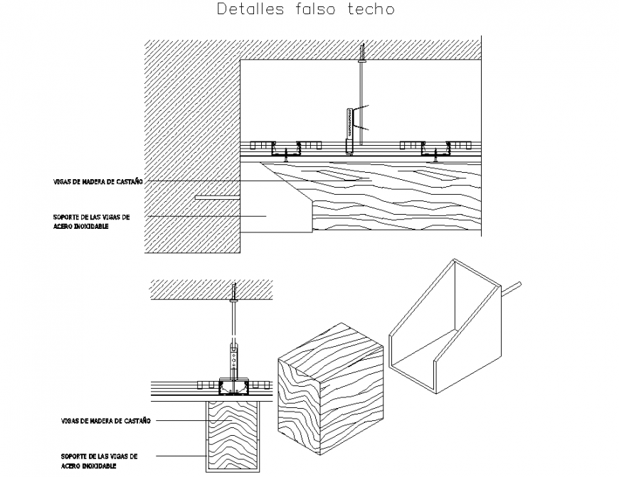 False roof ceiling section plan detail dwg file