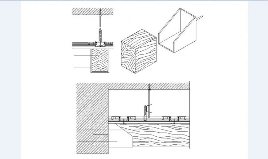 False roof ceiling structure cad drawing details dwg file