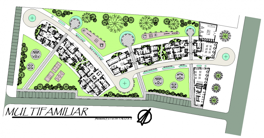 Family area plan design with architectural detail dwg file