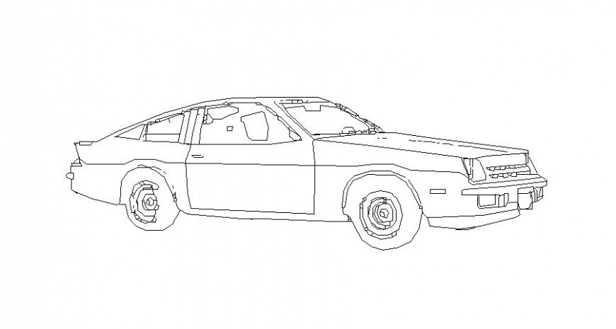 Family car cross view elevation block cad drawing details dwg file