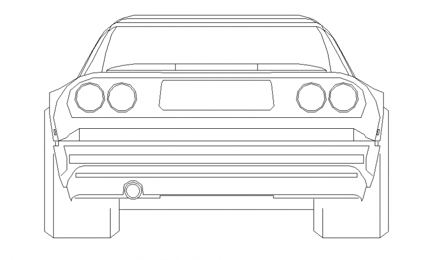 Family car front elevation block cad drawing details dwg file