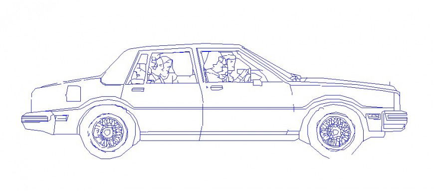Family car side elevation cad block drawing details dwg file