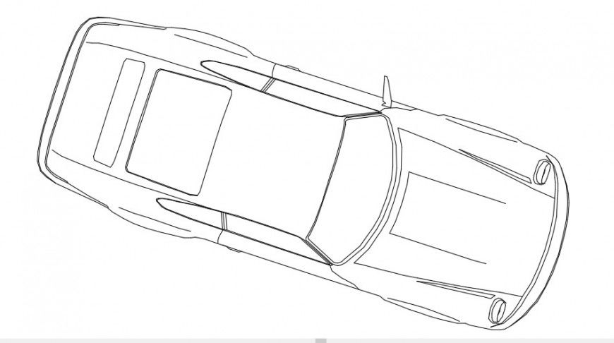 Family car top view elevation 2d block drawing details dwg file