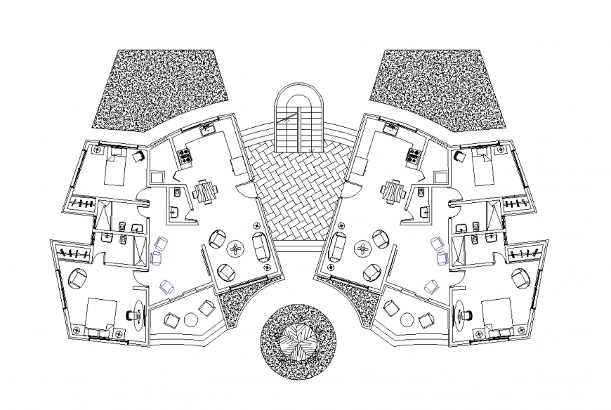 Family house plan design view dwg file