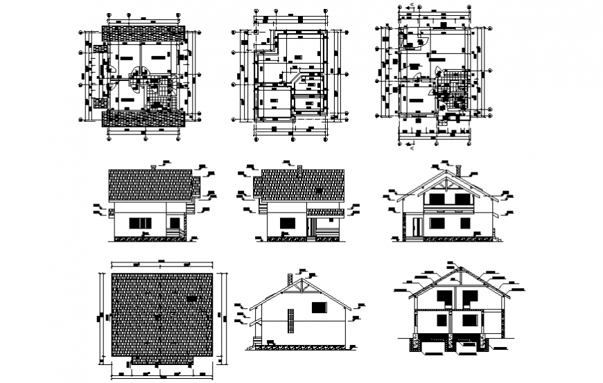 Family house working drawing in dwg file.