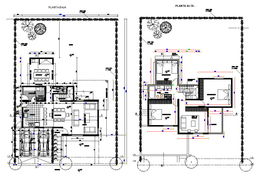 Family housing apartment detail elevation and plan view autocad file