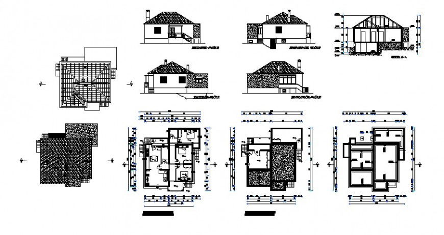 Family Housing details elevation plan and section dwg file