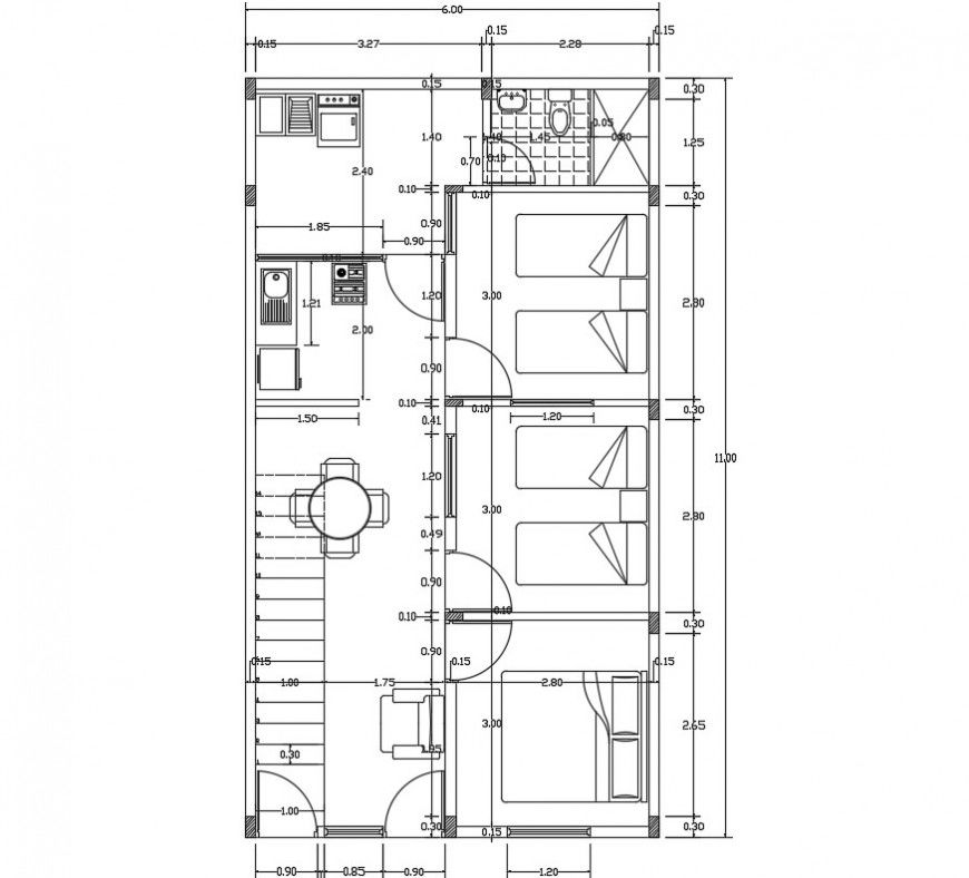 Family housing top view interior plan