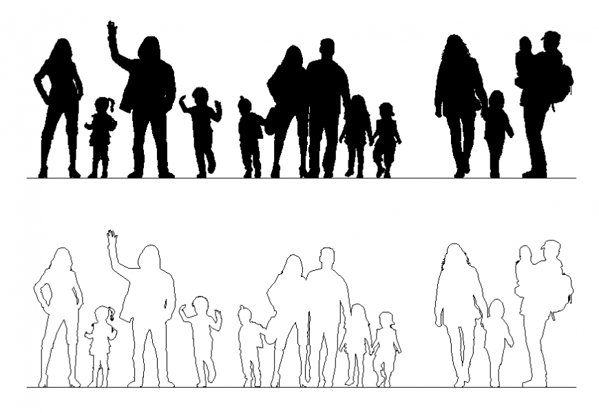 Family people blocks cad drawing details dwg file