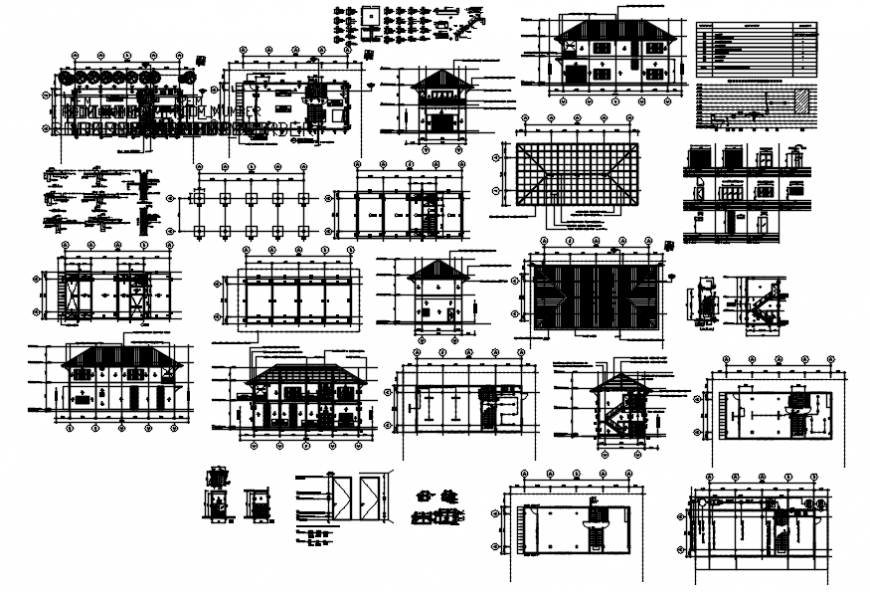 Family residency floor plan and elevation with detail in AutoCAD