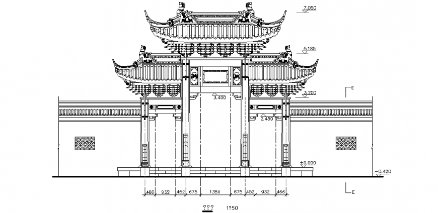 Famous architecture design with its elevation dwg file