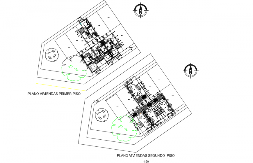Famous architecture plan top view layout dwg file