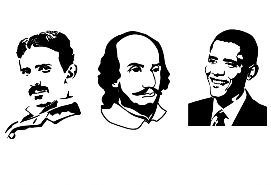 Famous people silhouettes and outlines cad drawing details dwg file