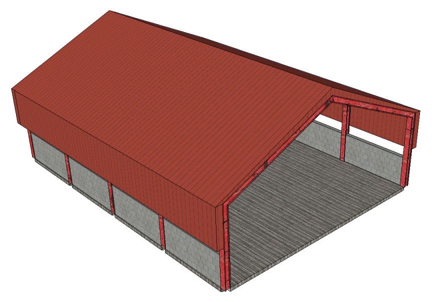 Farm building detail elevation 3d model sketch-up file