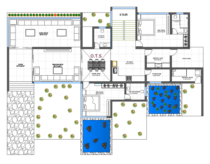 Farm house design with plan with architectural detail dwg file