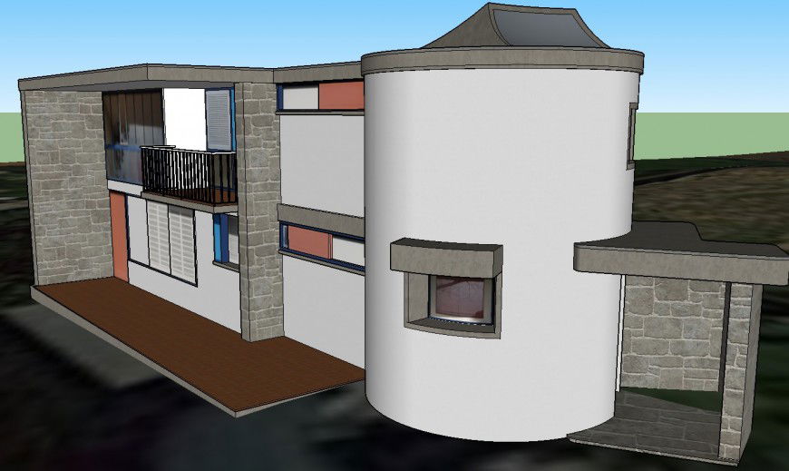 Farm house detail 3d drawing in skp file.