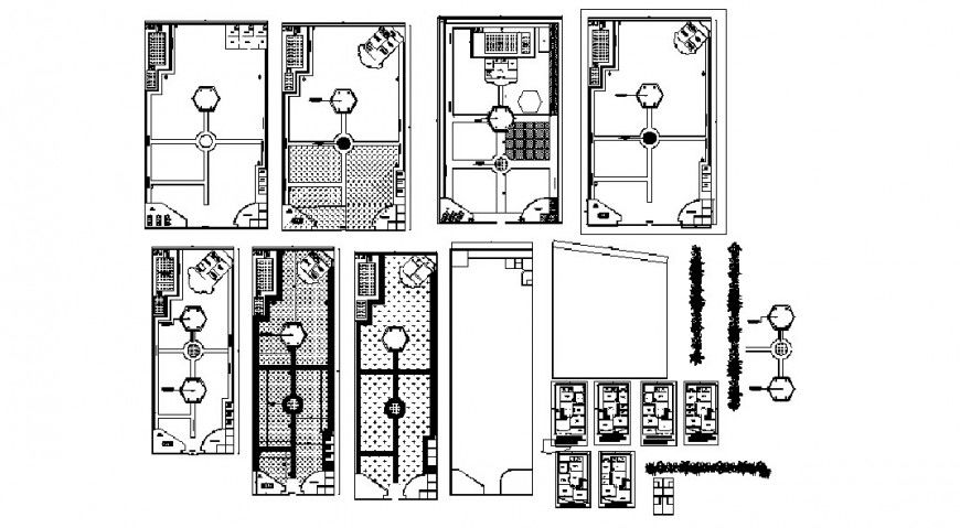 Farm house floor distribution plan and landscaping details dwg file