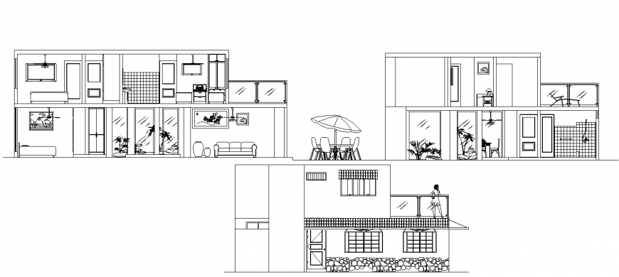 Farm house section and elevation drawing in dwg file.