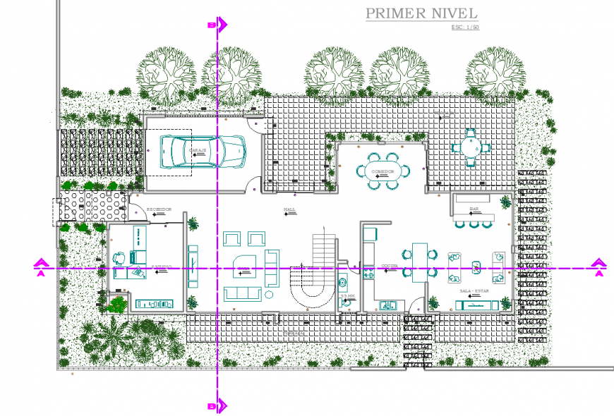 Farm house site layout drawing in dwg file.