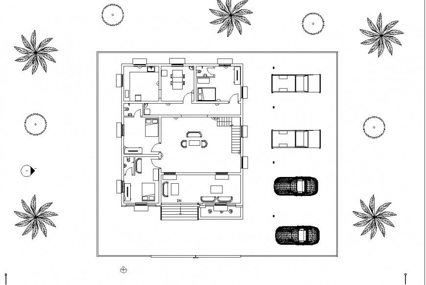 Farm house site plan drawing in dwg file.