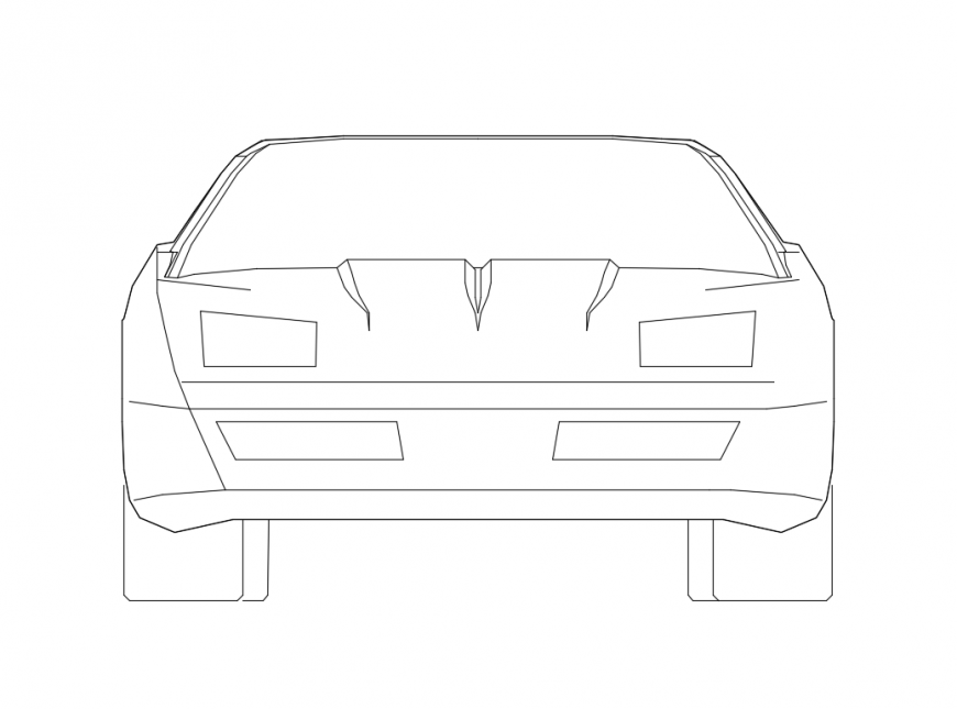 Fashion luxuries car front view elevation cad block details dwg file