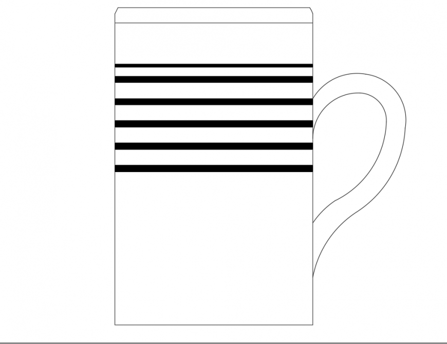 Fashion tea mug side view elevation cad block design dwg file