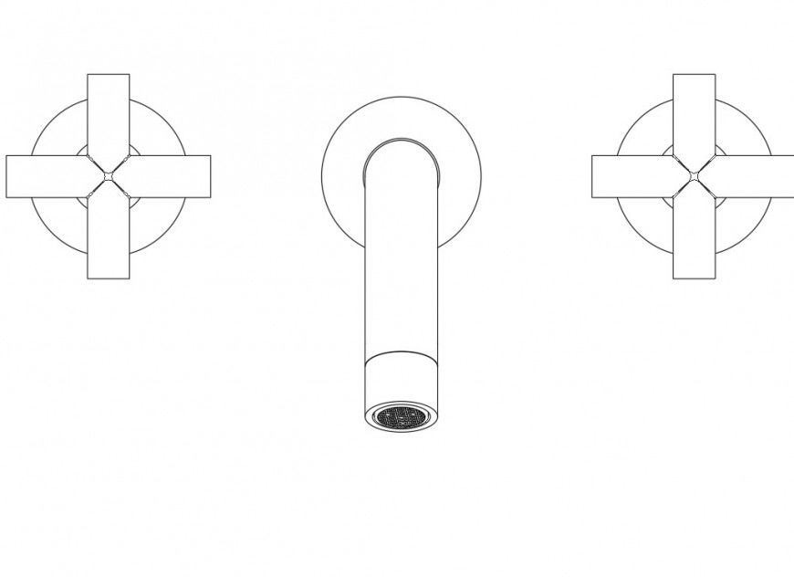 Faucet plan and elevation autocad file