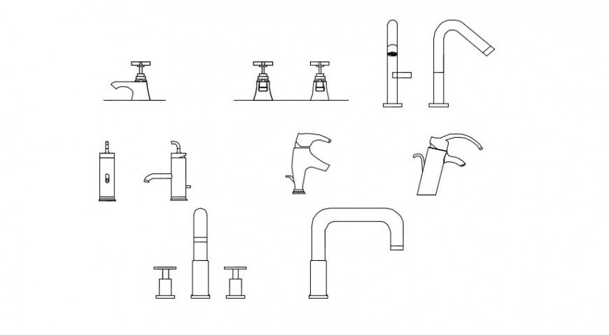 Faucets and tap details of bathroom detail dwg file