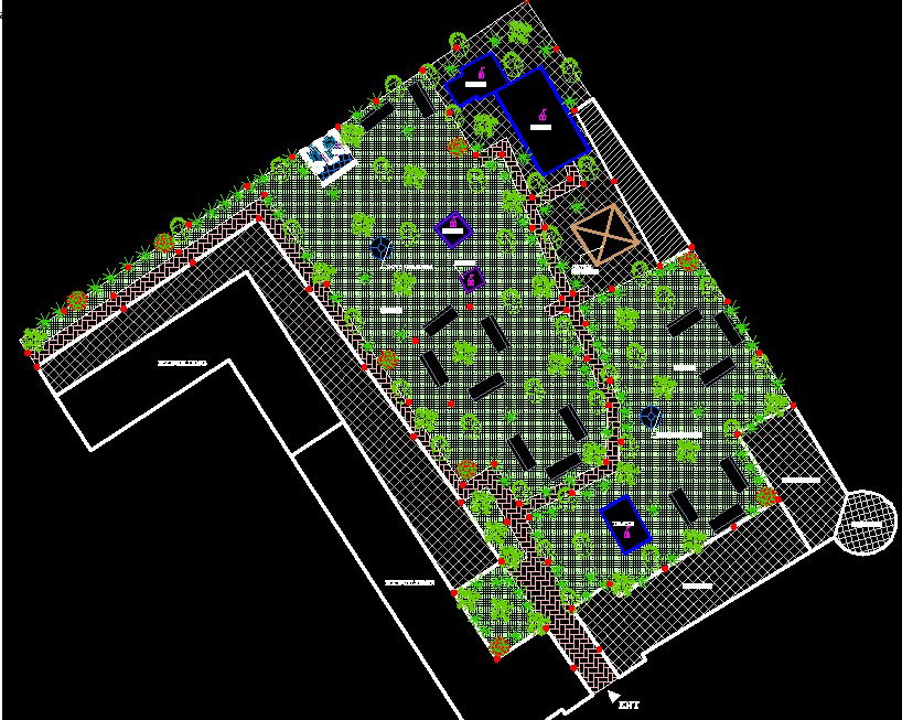 Public Garden CAD Drawing in AutoCAD for Landscape Architecture