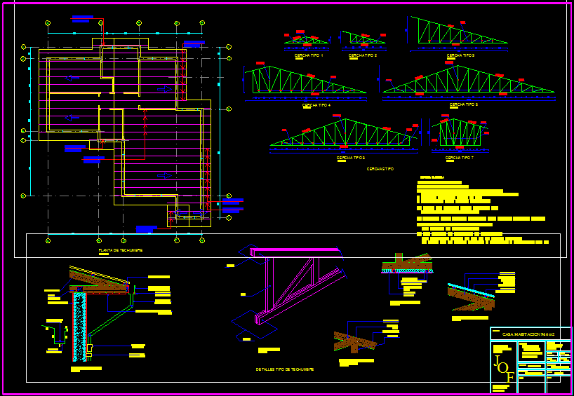 Wooden Roof AutoCAD Drawing with Structural Plan and Section Details