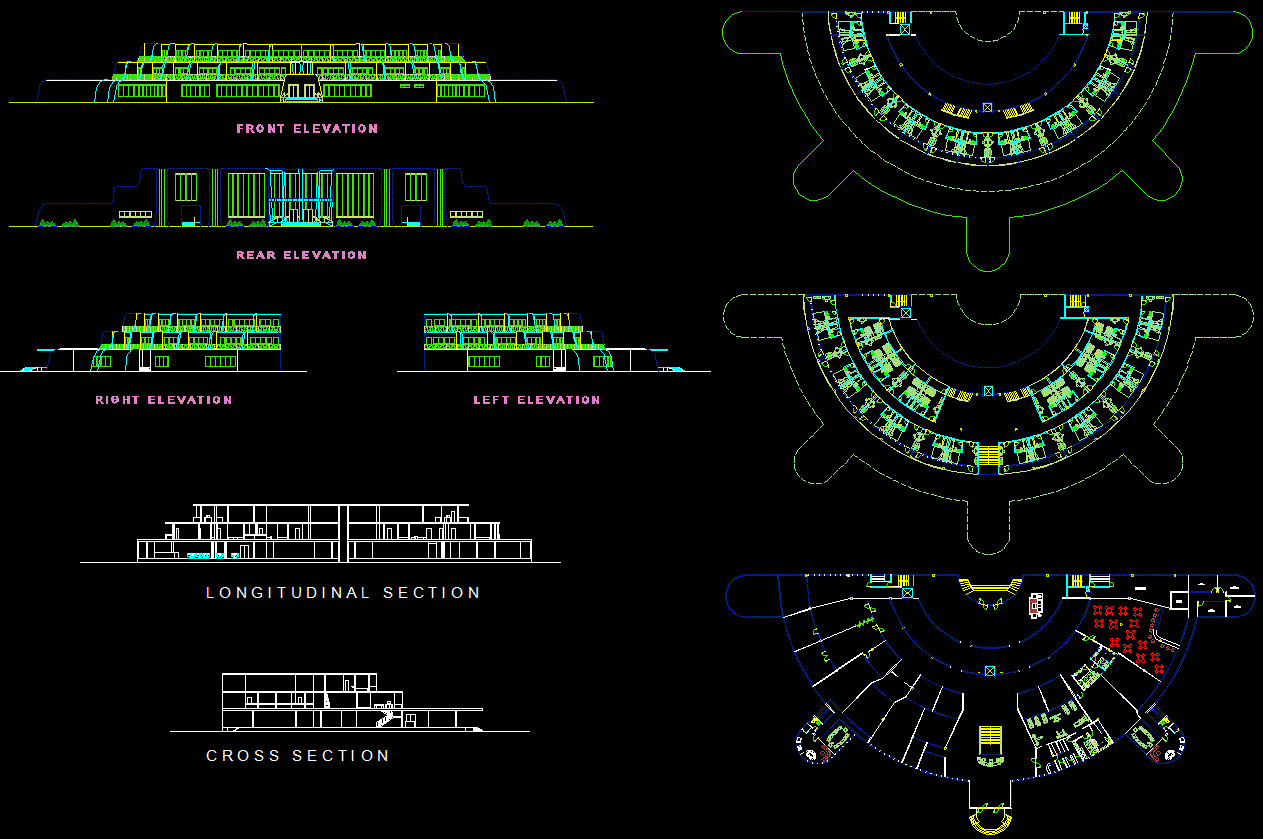 Hotel Plan and Elevation CAD Drawing for Architectural Design Layouts