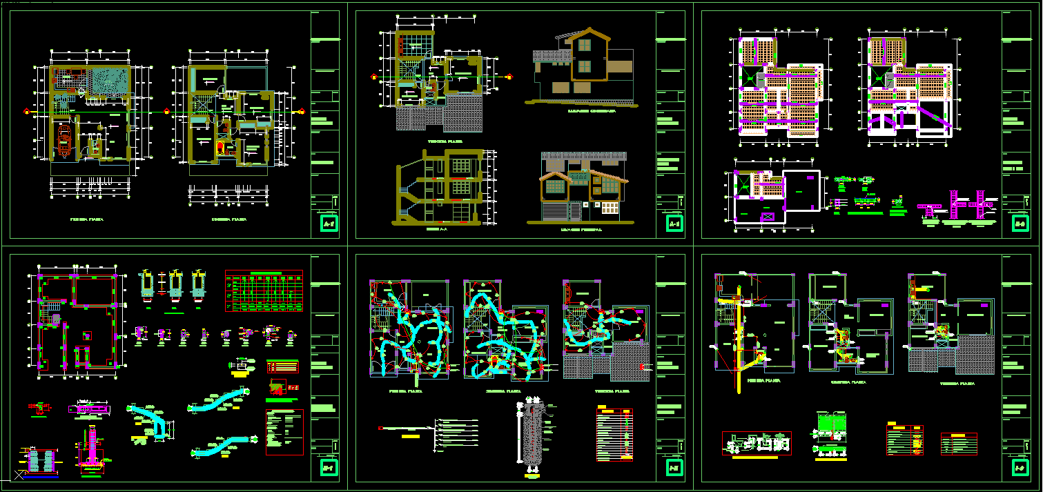 Single Family House AutoCAD File with Complete Architectural Drawings