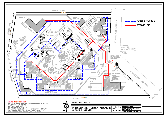 Service layout of residential building