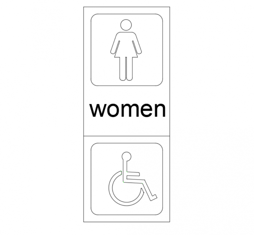 Female toilet signs and symbols cad block design dwg file