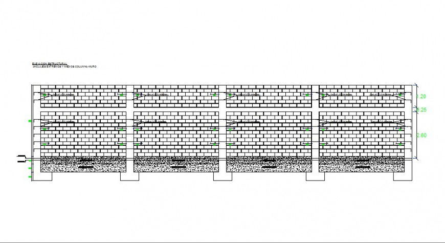 Fence main section and installation structure drawing details dwg file