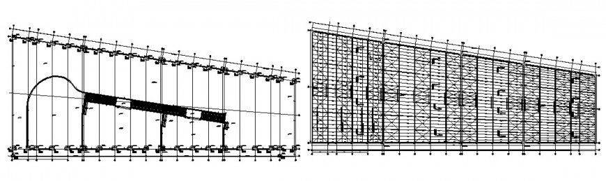 Fence section and installation structure details for apartment flats dwg file