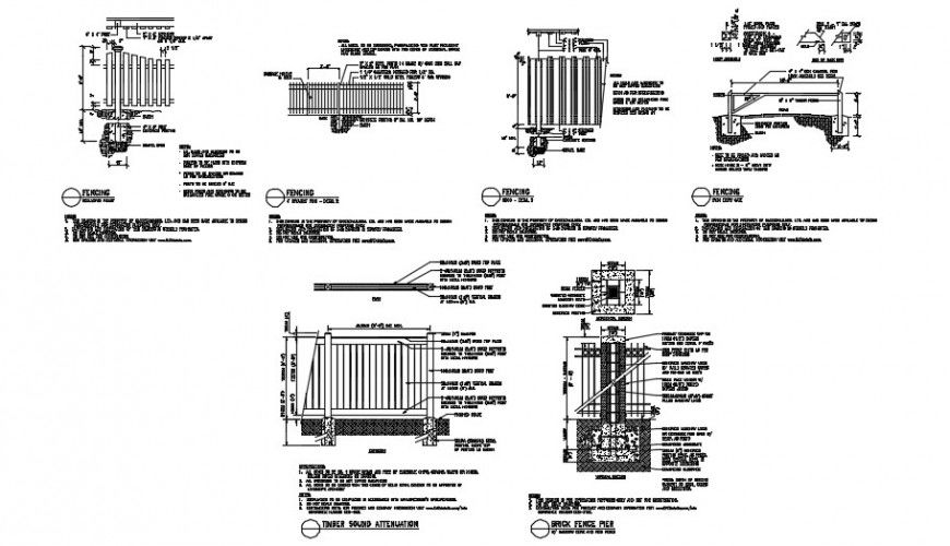 Fences and gates sectional detail dwg file