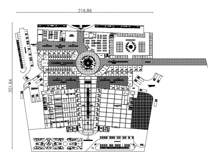 Ferreafe shopping center distribution plan with furniture drawing details dwg file