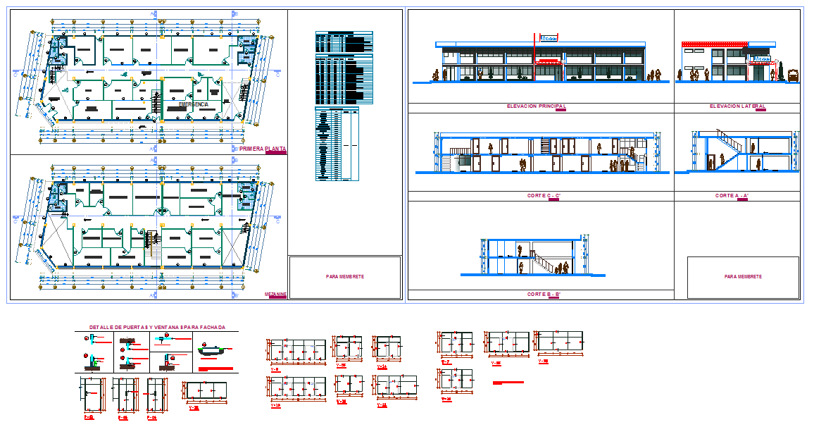 Hospital Plan Design with Multi Floor Layout and Elevation DWG
