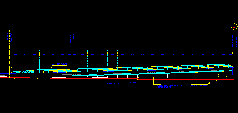 Concrete Bridge AutoCAD DWG File with Side View and Ramp Layout