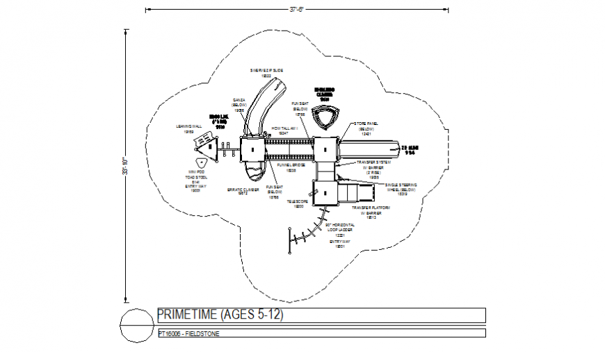 Fieldstone Prime Time Playing Area DWG with Wall Support