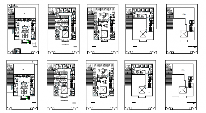 Fifth flooring residential apartment building floor plan layout details dwg file