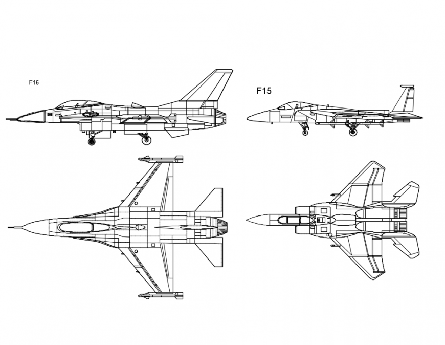 Fighter jet planes multiple cad blocks cad drawing details dwg file