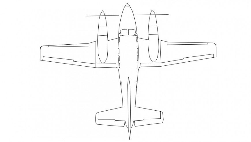 Fighter plane top view elevation block drawing details dwg file