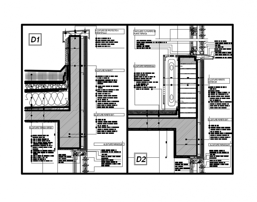Final details plywood windows installation and constructive of house dwg file