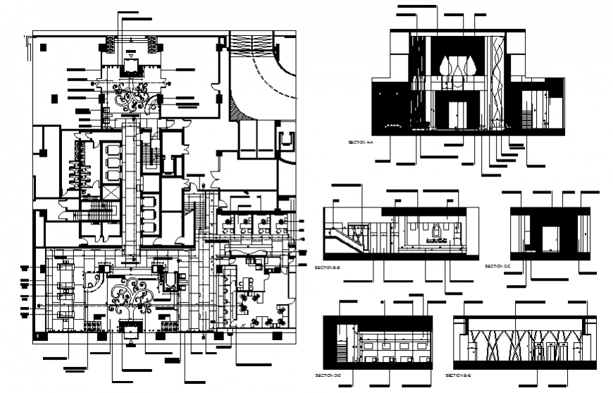 Finance house furniture layout plan drawing in dwg file.
