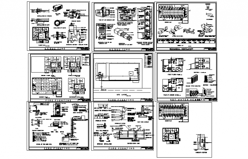 Fire Fighting, Heating, AC Ducting, Electrical Installation DWG