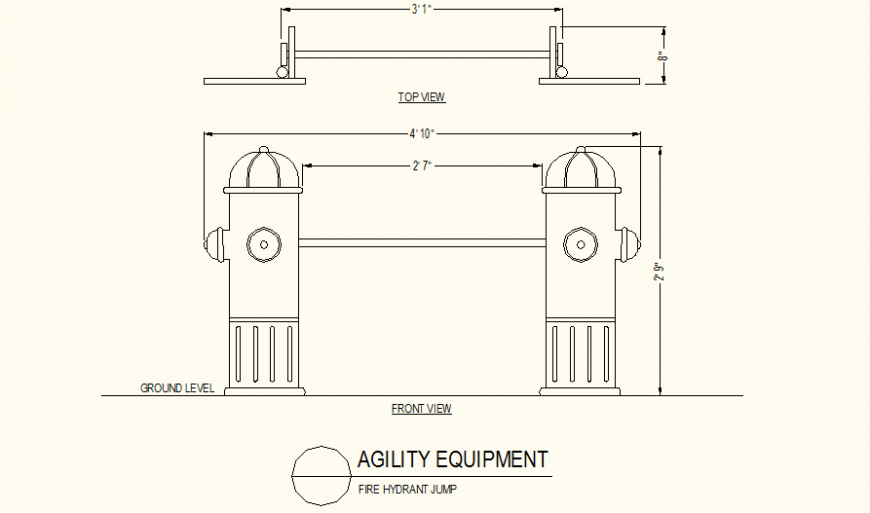 Fire hydrant jump detail elevation autocad file